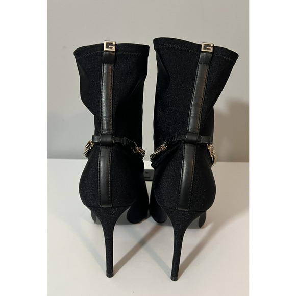 NWT GUESS Women Black Chain Detail Padded Forsta Pointed Toe Stiletto Booties 8M - Picture 4 of 10